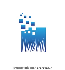 blue grass technology logo template