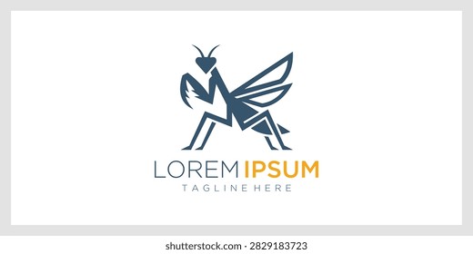 A blue grasshopper logo design concept