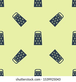 Blue Grater icon isolated seamless pattern on yellow background. Kitchen symbol. Cooking utensil. Cutlery sign.  Vector Illustration