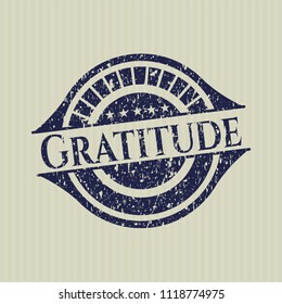Blue Gratitude rubber grunge stamp