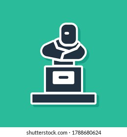 Blue Grave with tombstone icon isolated on green background.  Vector