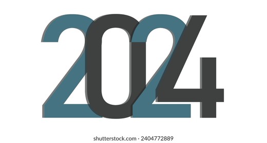 Blue and gray 2024 typographic design. EPS 10 vector art. New year design.