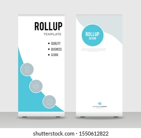 Blue gray Abstract Shapes Modern Exhibition Advertising Trend Business Roll Up Banner Stand Poster Brochure flat design template creative concept. Blue gray Roll Up EPS. Presentation Cover