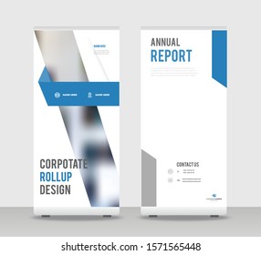 Blue gray Abstract Shapes Modern Exhibition Advertising Trend Business Roll Up Banner Stand Poster Brochure flat design template creative concept. Blue gray Roll Up EPS. Presentation Cover