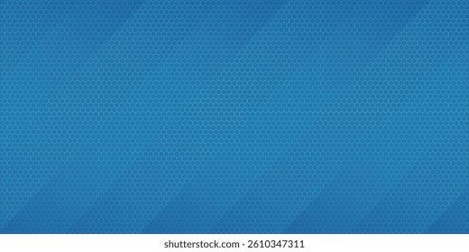 blue and gray abstract wide horizontal banner with hexagon carbon background. 