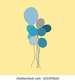 Blue and gray balloons on a yellow background. Vector illustration