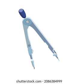 Blue And Gray Bow Compass With Round Flat Style Isolated On White Background