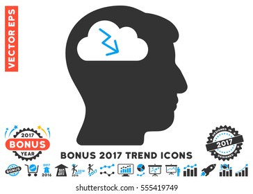 Blue And Gray Brainstorming icon with bonus 2017 trend pictograms. Vector illustration style is flat iconic bicolor symbols, white background.