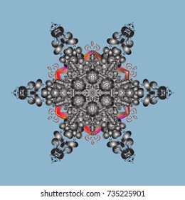 A blue, gray and brown colors with snowflakes. Vector christmas abstract colorful background with cute snowflake. Vector illustration.