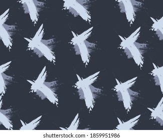 Blue and gray brush strokes seamless pattern Free Vector illustration