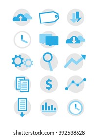 Blue and gray business icons isolated over white background