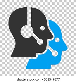 Blue And Gray Call Center Operators interface pictogram. Vector pictogram style is a flat bicolor symbol on chess transparent background.