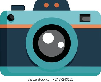 a blue and gray camera with a blue background