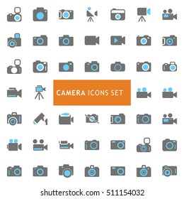 Blue and Gray Camera Icon set. vector icon set