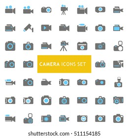 Blue and Gray Camera Icon set. vector icon set