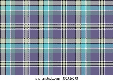 Blue gray check plaid pixeled seamless texture. Vector background