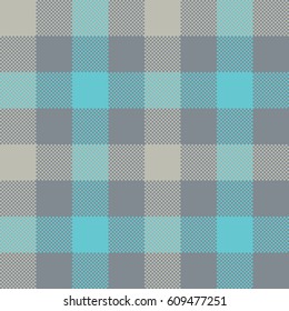 Blue gray check plaid seamless pattern. Vector illustration. EPS 10.