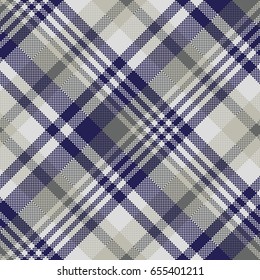 Blue gray check textile seamless pattern. Vector illustration