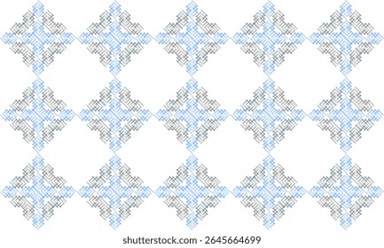 Quadriculado azul e cinza, plano de fundo abstrato com diamante flor quadrados grade cruz tira padrão de repetição sem emenda, design de imagem de padrão repleto para impressão de tecido ou papel de parede ou pacote de embalagem impressão
