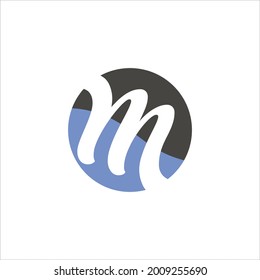 Blue gray circular letter M logo vector.