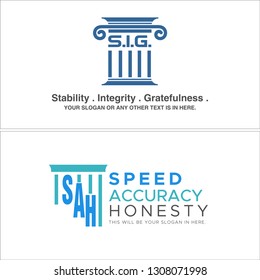 blue gray combination pillar initials text logo design concept vector suitable for building construction architecture business industrial 