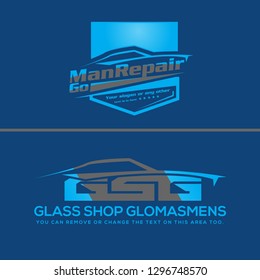 blue gray combination text symbol car badge initials GSG logo design concept vector suitable for automotive repair business transportation industrial