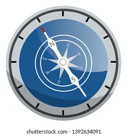 Blue and gray compass vector illustration on white background