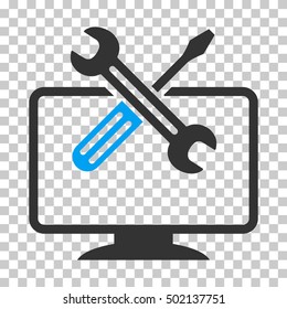 Blue And Gray Computer Tools interface toolbar icon. Vector pictogram style is a flat bicolor symbol on chess transparent background.