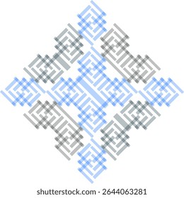 ornamento de diamante azul e cinza, azul simples logotipo quadrado complicar o design em estilo chinês japonês 