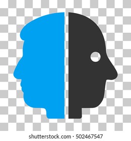 Blue And Gray Dual Face toolbar pictogram. Vector pictogram style is a flat bicolor symbol on chess transparent background.