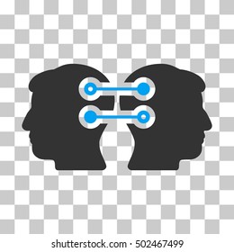 Blue And Gray Dual Heads Interface Connection interface pictogram. Vector pictograph style is a flat bicolor symbol on chess transparent background.
