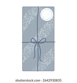 blue gray elegant minimalist envelope or gift box vector with small ribbon for vintage and valentine themes