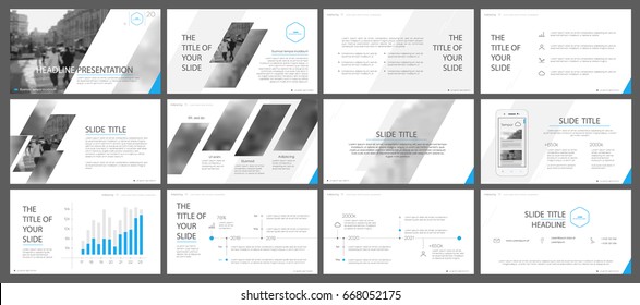 Elementos azuis e cinza para infográficos em um fundo branco. Modelos de apresentação. Use em apresentação, folheto e folheto, relatório corporativo, marketing, publicidade, relatório anual, banner.