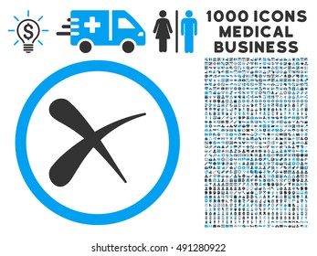Blue And Gray Erase vector bicolor rounded icon. Image style is a flat icon symbol inside a circle, white background. Bonus clipart is 1000 healthcare business elements.