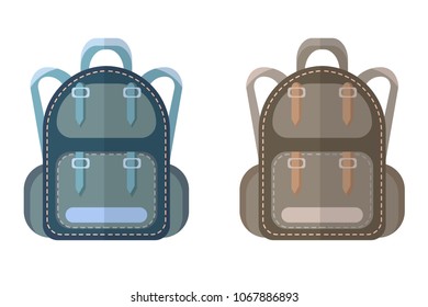 blue and gray flat backpacks