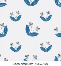 Blue and gray floral background. Vector seamless pattern with stylized flowers. Floral wallpaper. Design for textile, fabric, wrapping paper, cover