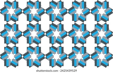 Blue and gray flower seamless repeat pattern with elements, replete image design fabric printing, patter background