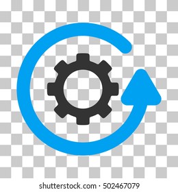 Blue And Gray Gearwheel Rotation Direction interface pictogram. Vector pictograph style is a flat bicolor symbol on chess transparent background.