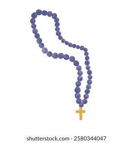 Blue gray grey christian rosary rosario cross prayer beads church watercolor cute illustration vector transparent clipart cutout digital sticker christmas easter element