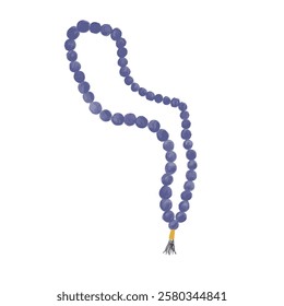 Blue gray grey moslem prayer beads watercolor cute illustration vector transparent clipart cutout digital sticker rosary element ramadan eid mubarak