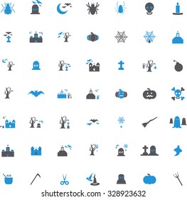 Blue Gray Halloween icon set vector