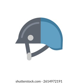 Blue and gray helmet for riding and safety