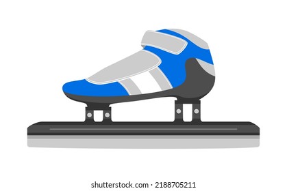 Blue gray ice speed skate isolated on white background. Flat vector illustration