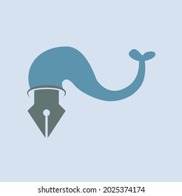 blue gray isolated pen fish logo