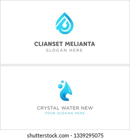 Blue gray line art bubble droplets water combination mark logo design concept suitable for technology water filtration resources