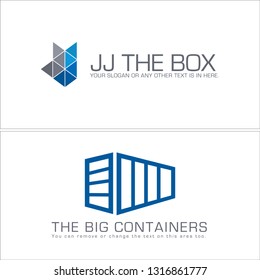 Blue gray line art containers triangle combination mark logo design concept suitable for retail industrial business  construction