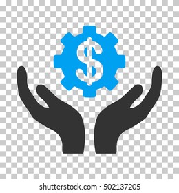 Blue And Gray Maintenance Price interface toolbar pictogram. Vector pictograph style is a flat bicolor symbol on chess transparent background.
