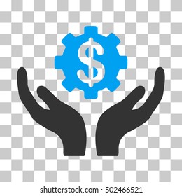 Blue And Gray Maintenance Price interface pictogram. Vector pictograph style is a flat bicolor symbol on chess transparent background.