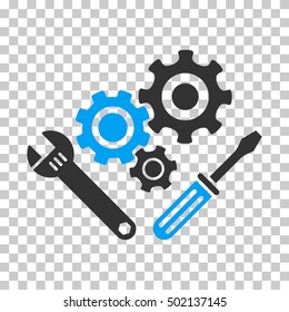 Blue And Gray Mechanics Tools toolbar icon. Vector pictogram style is a flat bicolor symbol on chess transparent background.