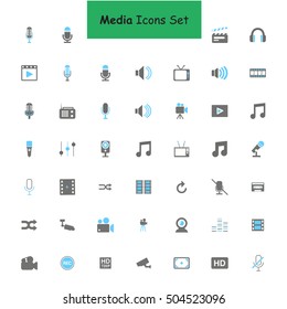 Blue and Gray Media Icon set
